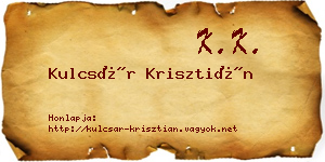 Kulcsár Krisztián névjegykártya